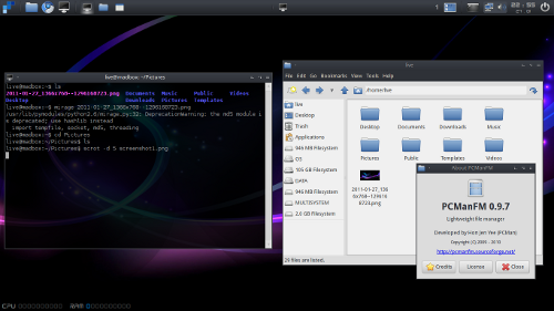 Эмулятор терминала и файловый менеджер в MadBox Linux