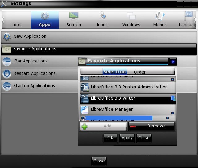 Добавление программы LibreOffice Writer в меню "Любимые приложения"