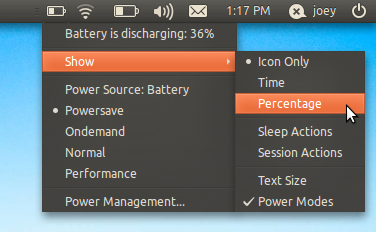 Battery Status в режиме традиционного апплета GNOME