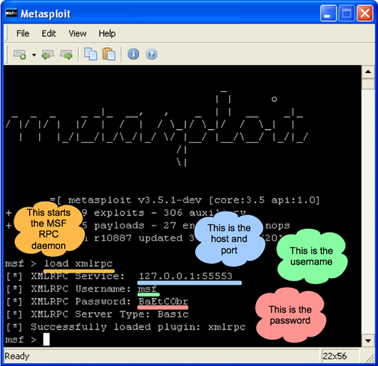 Запуск RPC-демона Metasploit под Windows