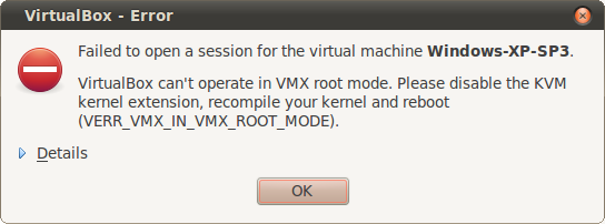 Сообщение об ошибке VirtualBox