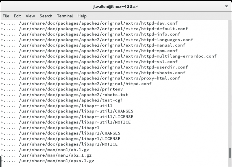 Список файлов, измененных в процессе установки веб-сервера Apache