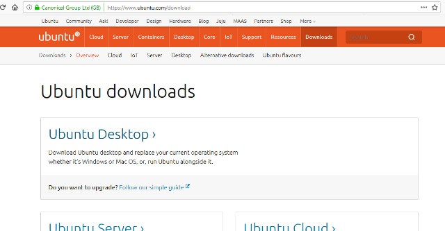 веб-сайт Ubuntu