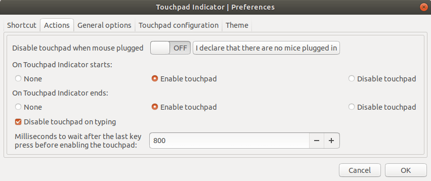 Отключение тачпада при наборе текста с помощью Touchpad Indicator