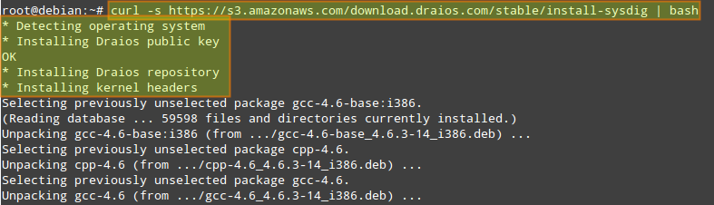 # curl -s https://s3.amazonaws.com/download.draios.com/stable/install-sysdig | bash