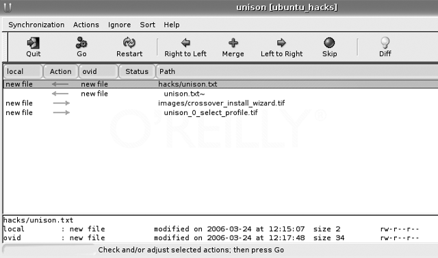 Синхронизация файлов в Unison