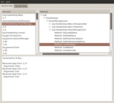 QDBusViewer, работающий в GNOME