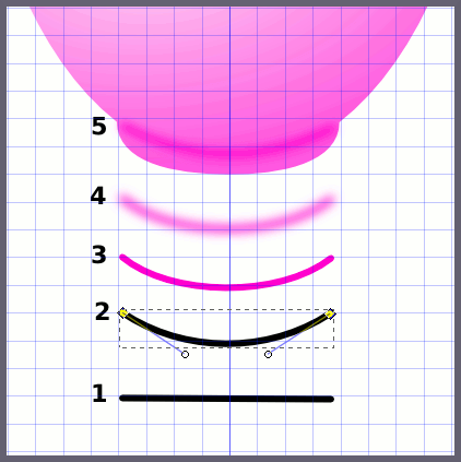 Inkscape: Этапы отрисовки донышка чашки