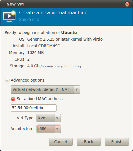 типовые настройки для виртуальной машины Ubuntu