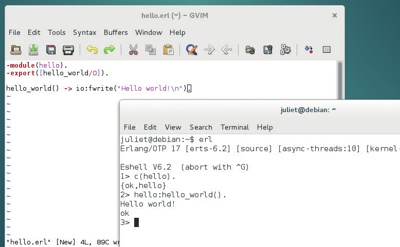 Программа Hello World на языке Erlang. Сохраните код в файле и исполните его с помощью командной оболочки Erlang