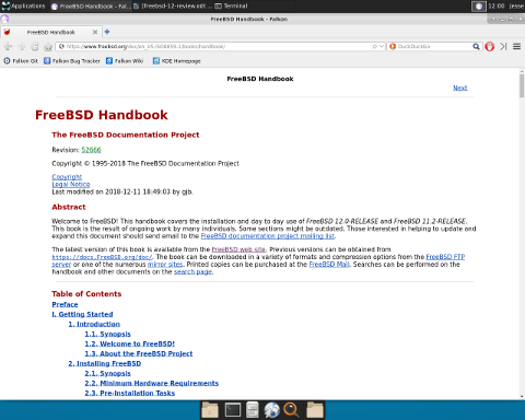 Чтение FreeBSD Handbook в Falkon