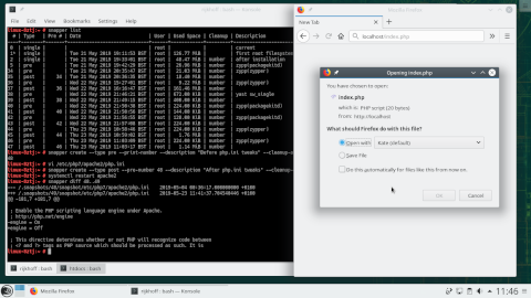 openSUSE 15.1 -- использование Snapper для поиска ошибки в файле php.ini