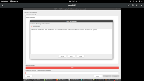 openSUSE 15.1 -- Попытка удаления Leafpad с помощью YaST